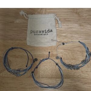 Pura Vida Blue and Silver Bracelets Set